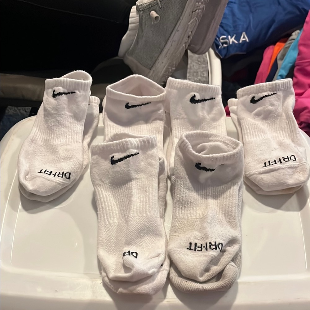 Nike White Ankle Socks with Black Logo